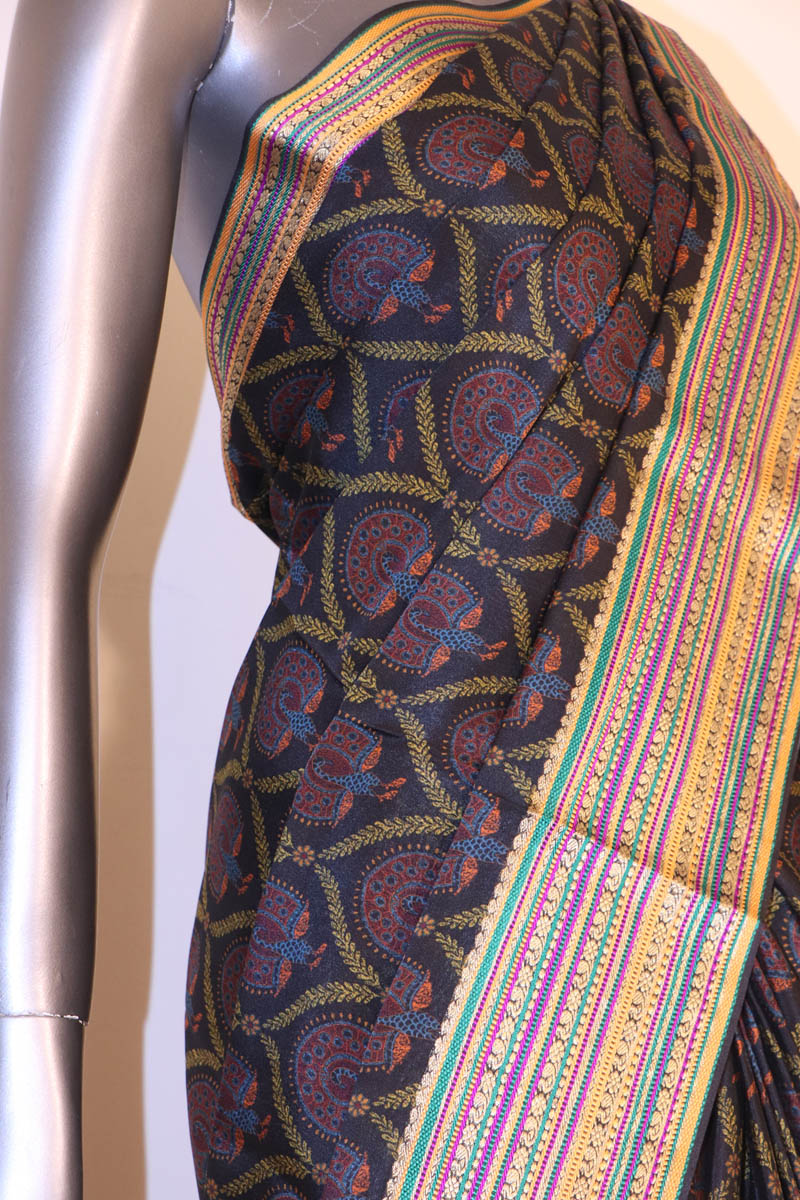 Exquisite Meenakari Printed Crepe Silk Saree AI208569