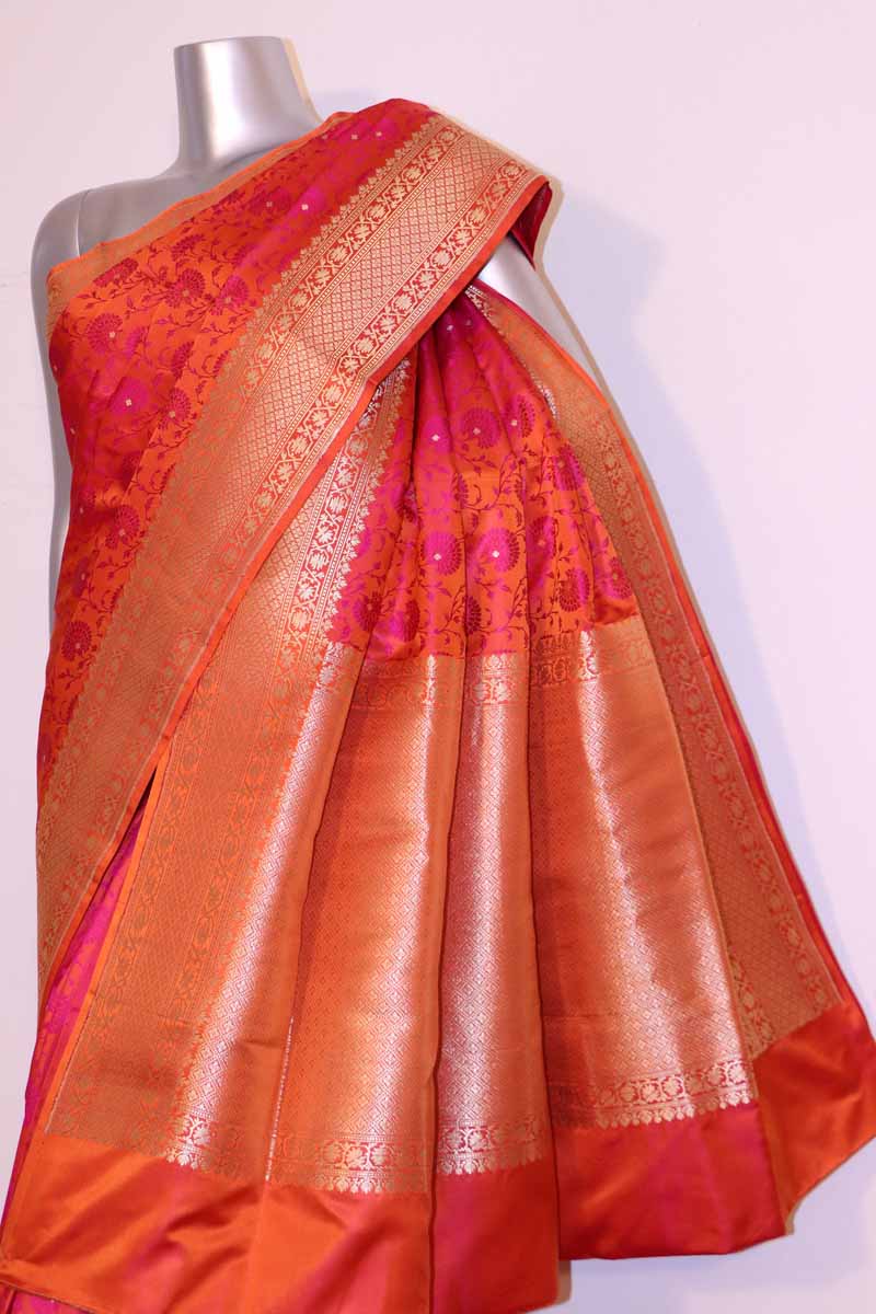 Exclusive Satin Tanchoi Jamawar Silk Saree-Master Weaves AH209953