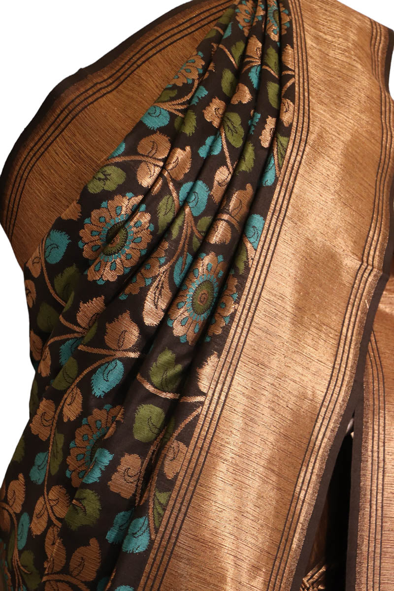 Designer Floral Handloom Tussar Silk Saree AJ202652
