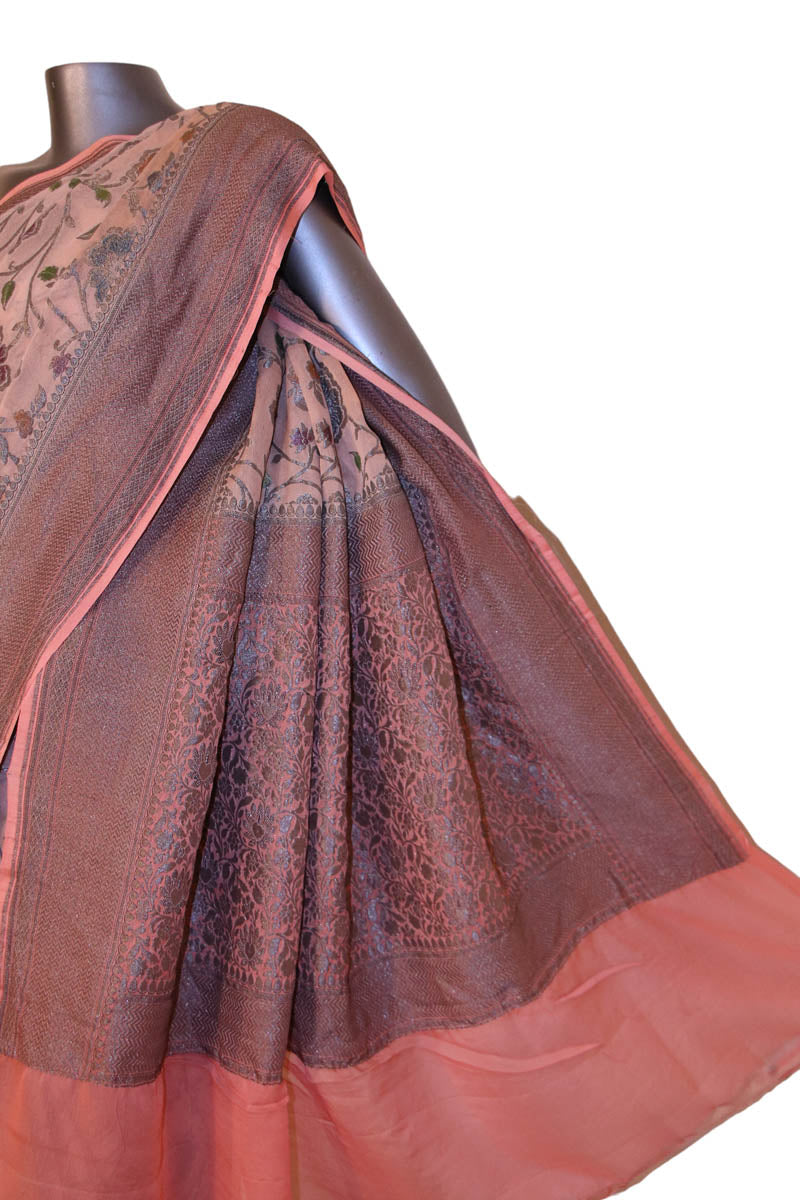 Designer Floral Banarasi Georgette Silk Saree AJ202644