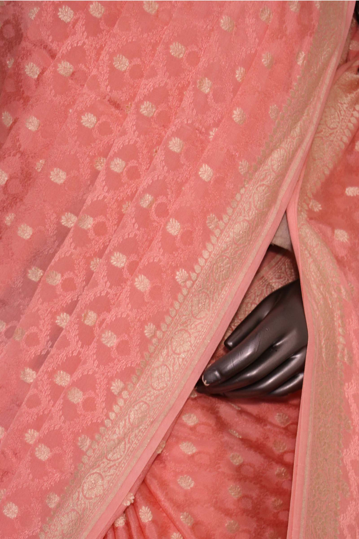 Pure Handloom Zari Butta Banarasi Crepe Silk Saree AL206647
