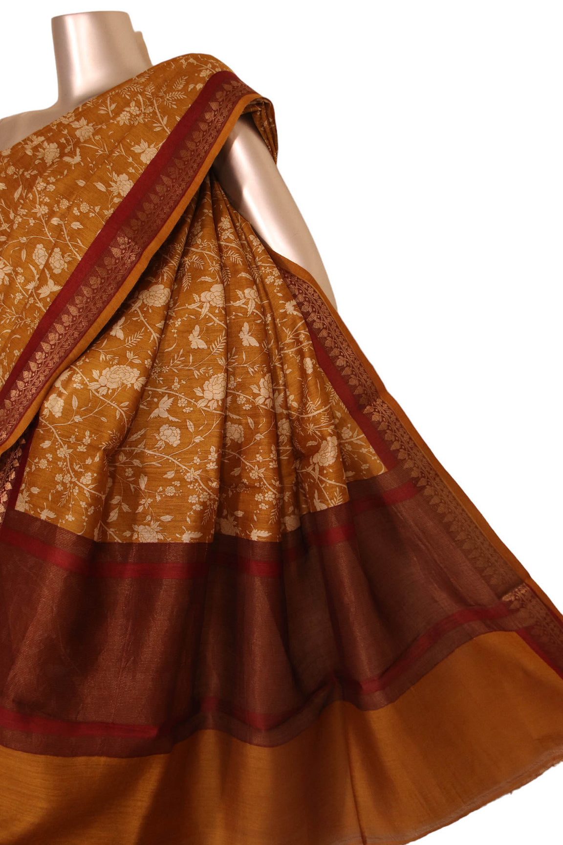 Floral Exclusive Pure Tussar Silk Saree AJ207695