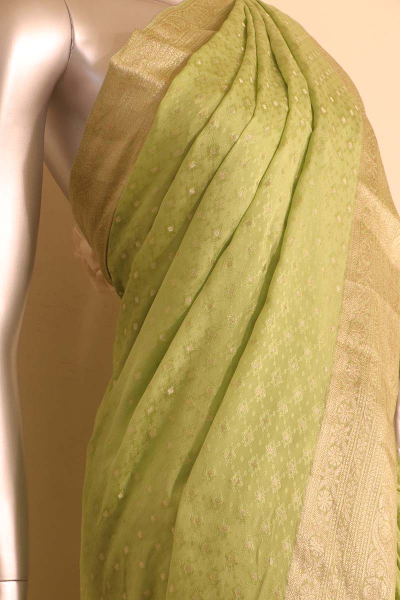 Designer Jacquard Butta Pure Mysore Crepe Silk Saree AI211224