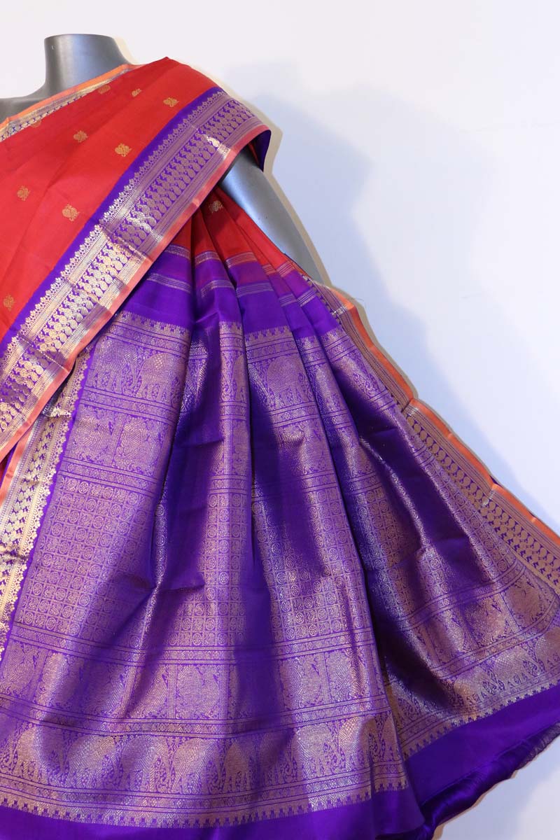 Traditional Contrast Wedding Kanjeevaram Silk Saree AJ200875