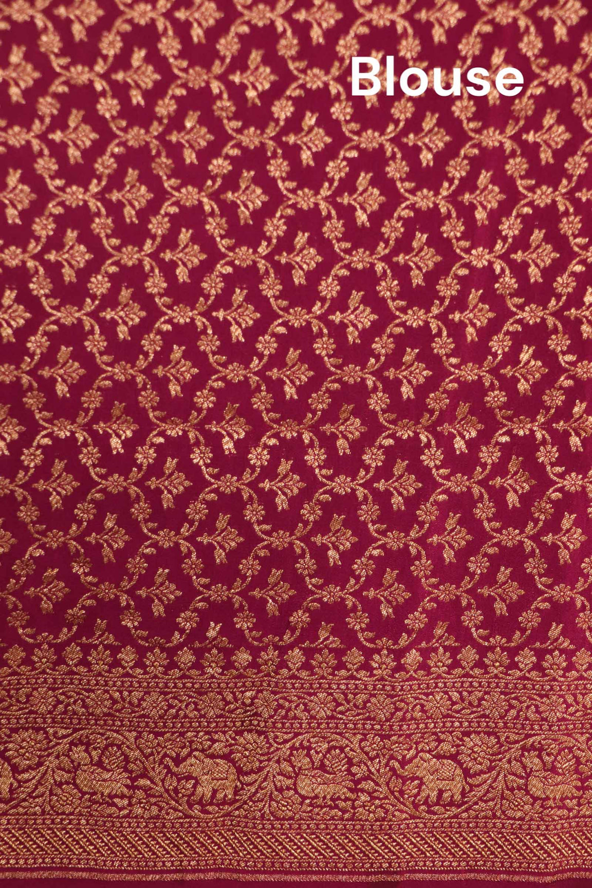 Pure Handloom Zari Butta Banarasi Crepe Silk Saree AK206089