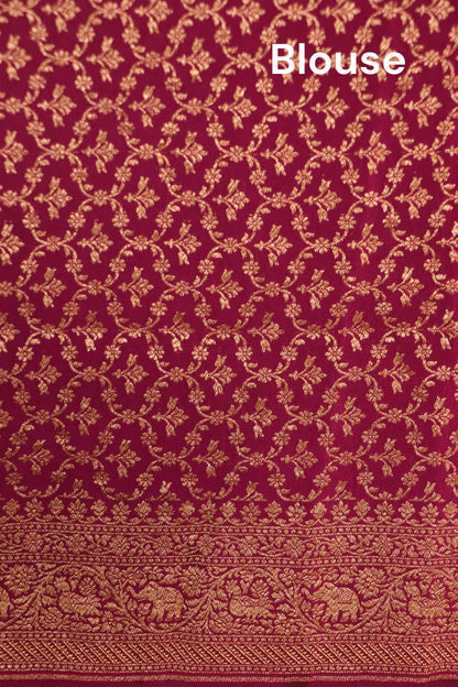 Pure Handloom Zari Butta Banarasi Crepe Silk Saree AK206089