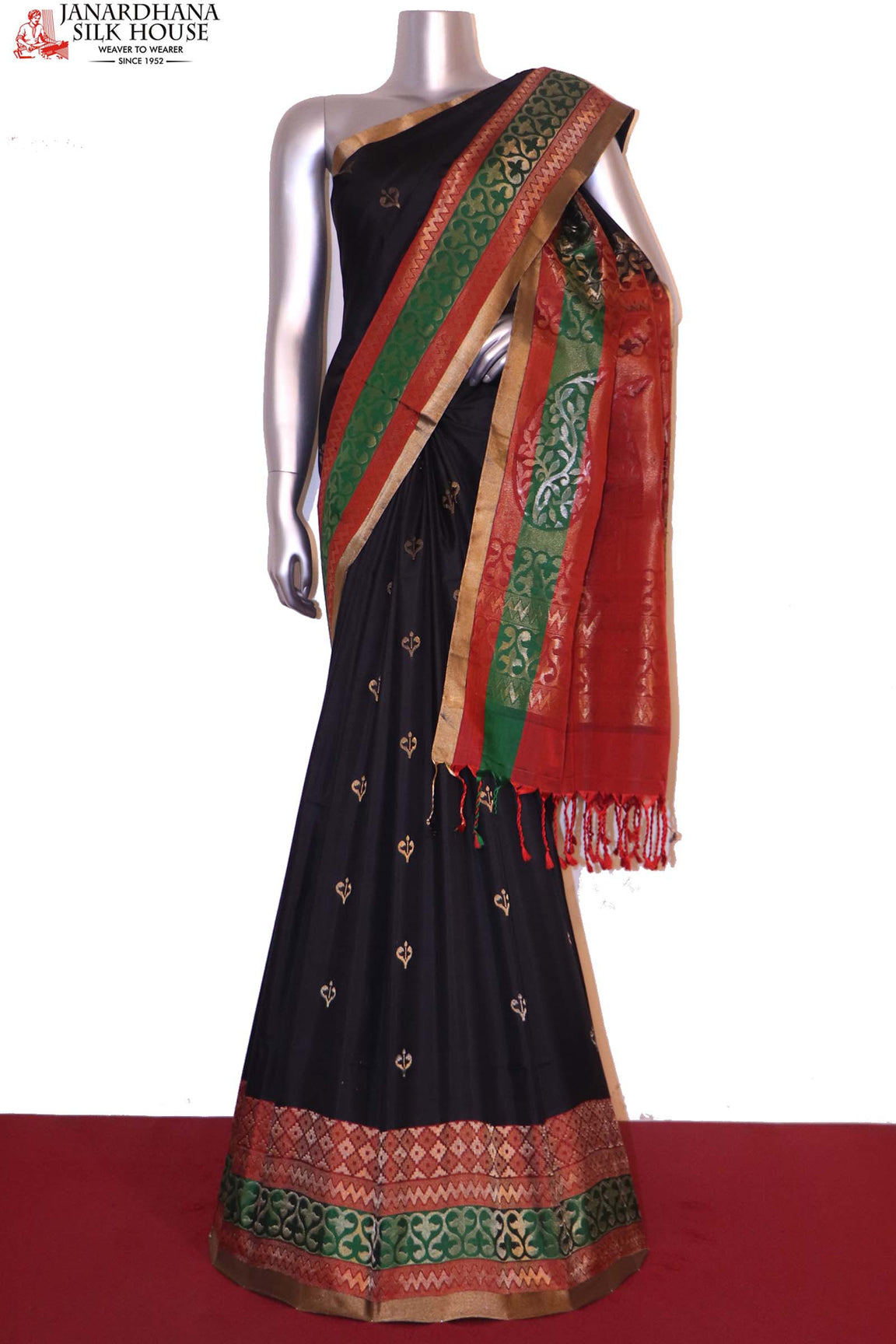 Designer Black Handloom Soft Silk Saree AH200130