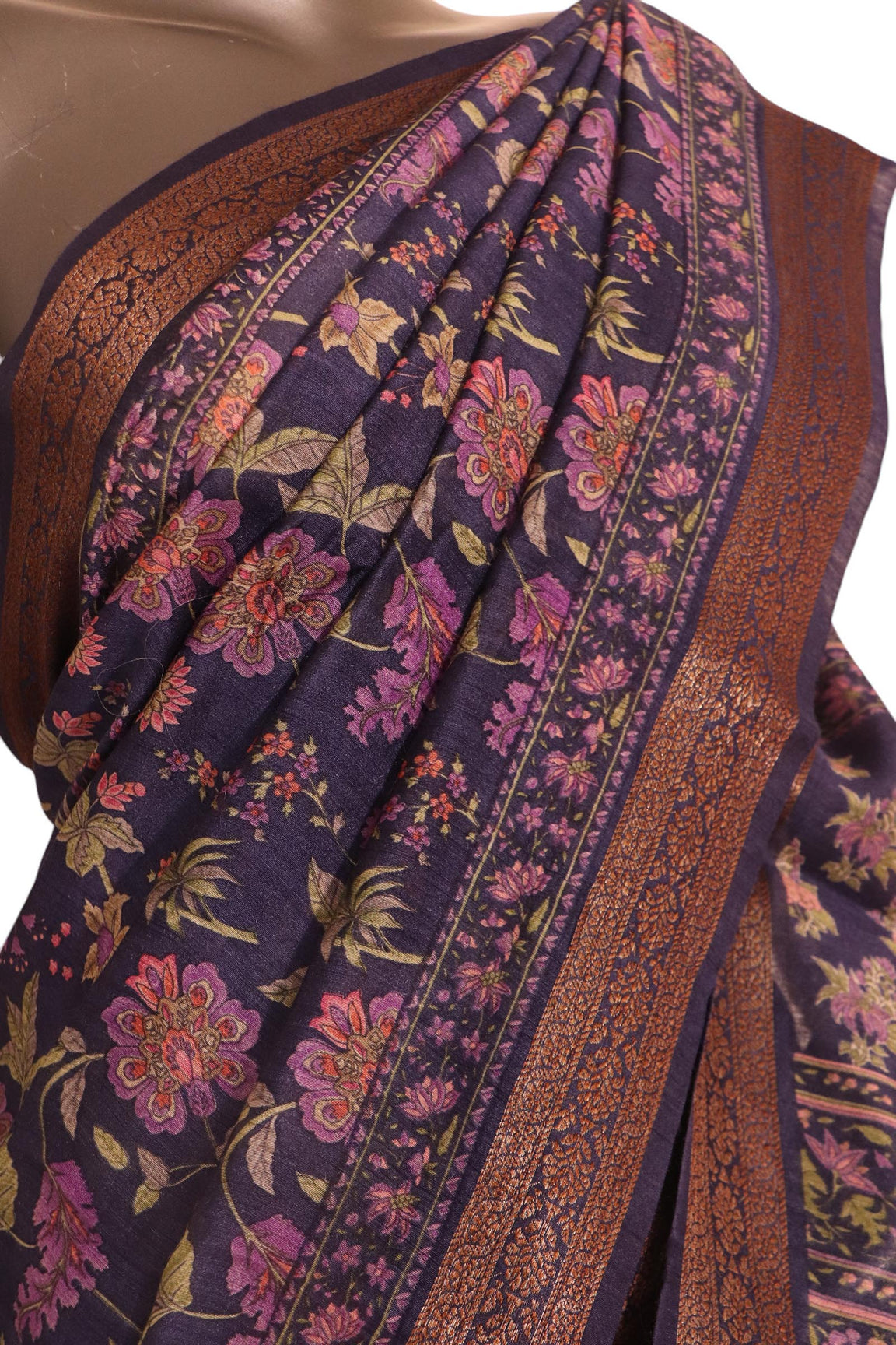 Pure Floral Tussar Silk Saree AK204266