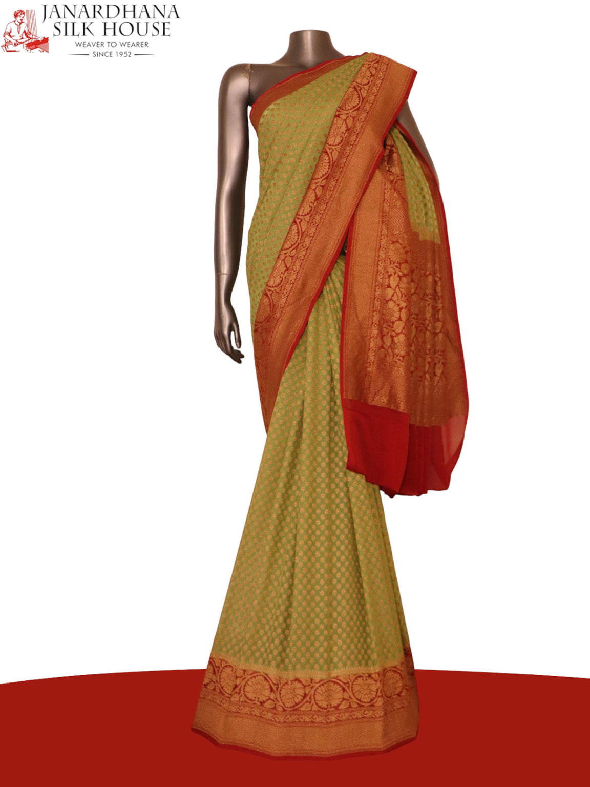 Handloom Contrast Banarasi Georgette Silk Saree AK201163