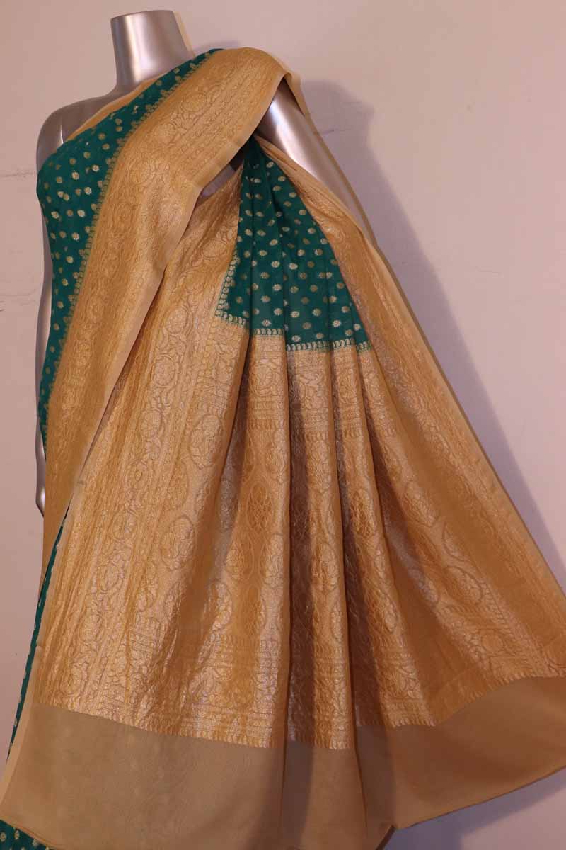 Exclusive Butta Contrast Banarasi Georgette Silk Saree AG211026