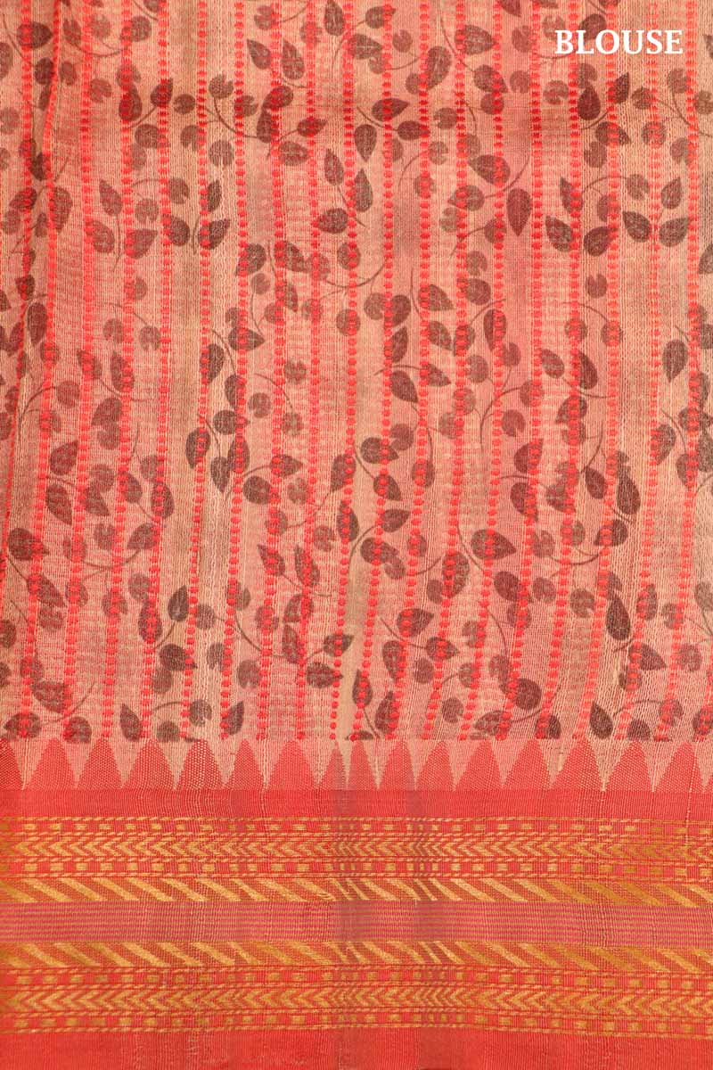 Handloom Printed Tussar Silk Saree AI209156