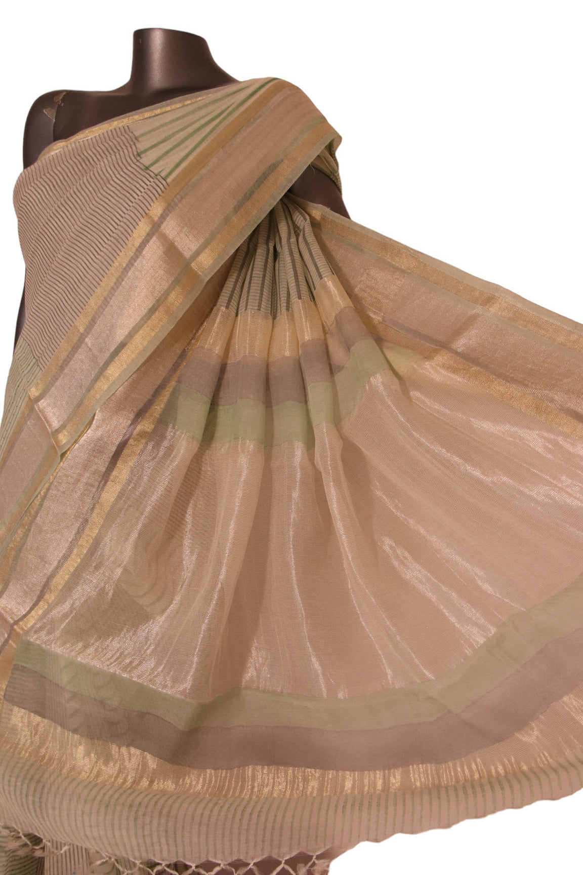 Pure Print Gold Silver Zari Soft Tussar Silk Saree AJ205571