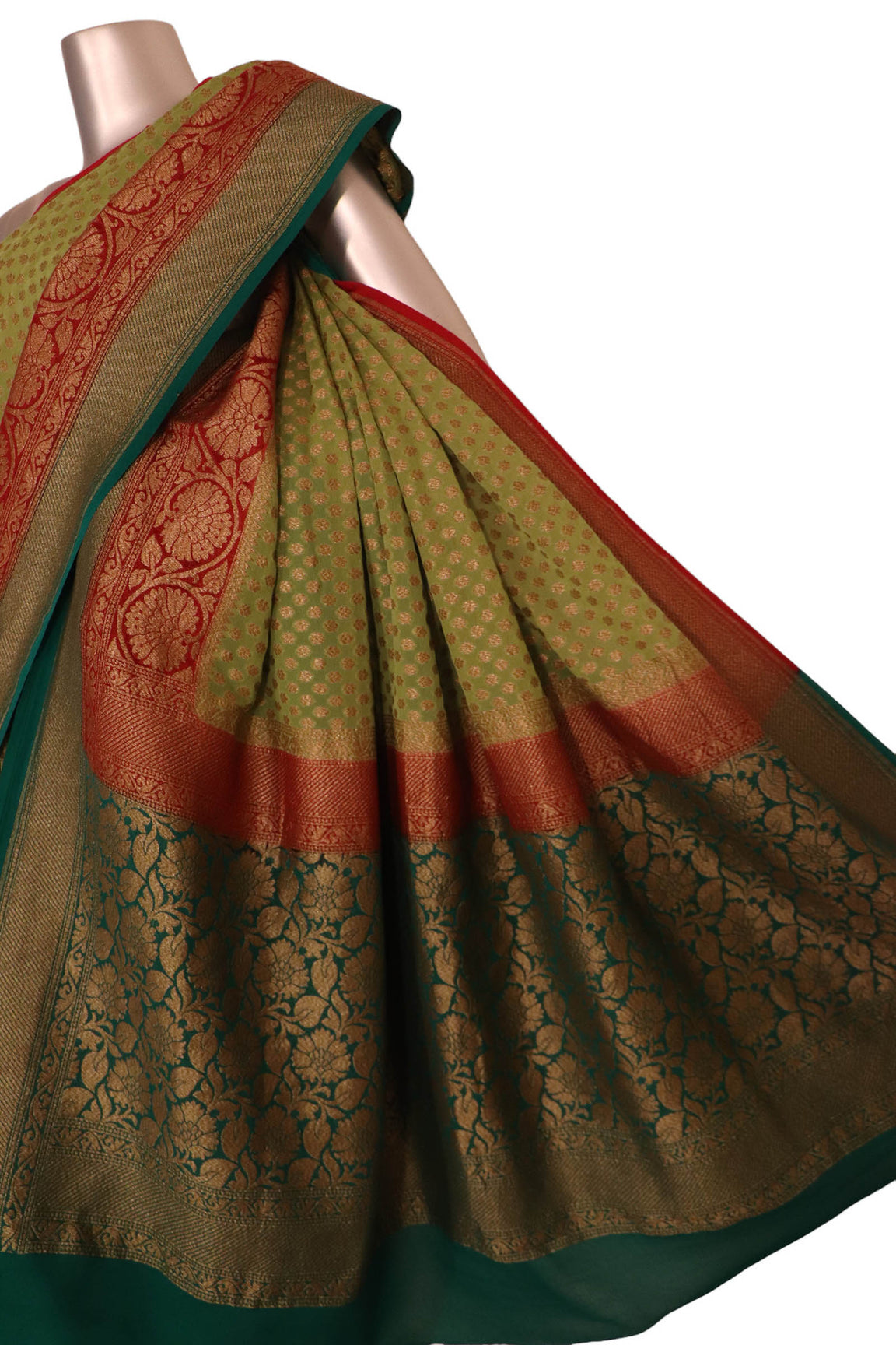 Handloom Contrast Banarasi Georgette Silk Saree AK201167