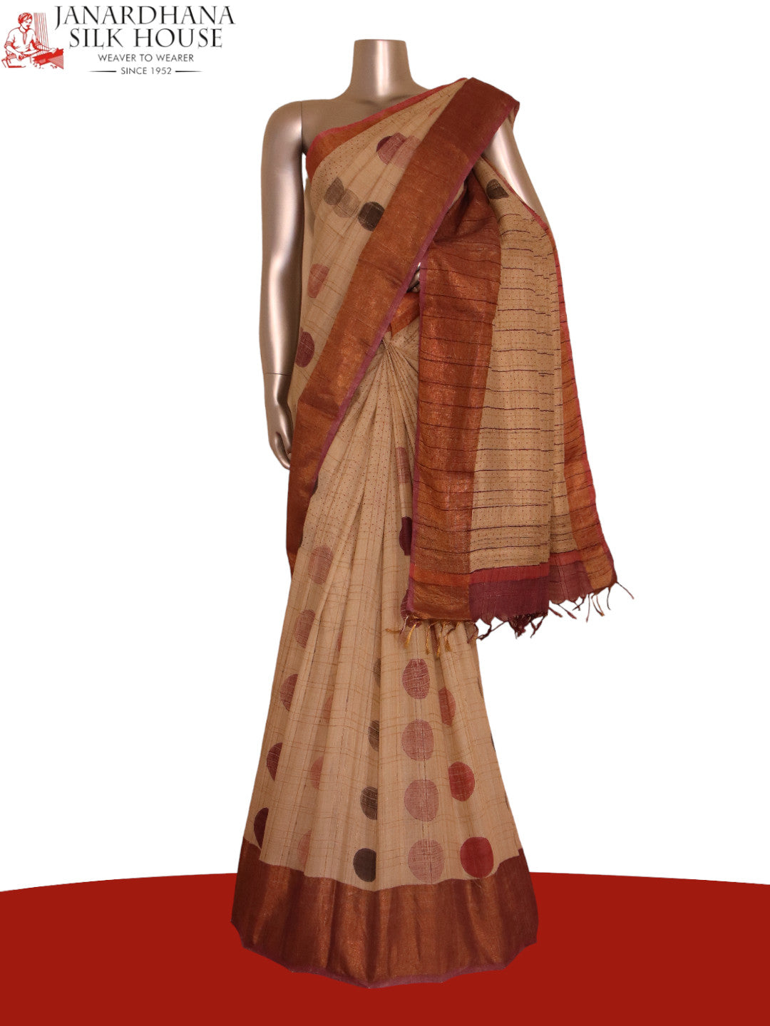 Pure Checks Tissue Zari Tussar Silk Saree AJ205530