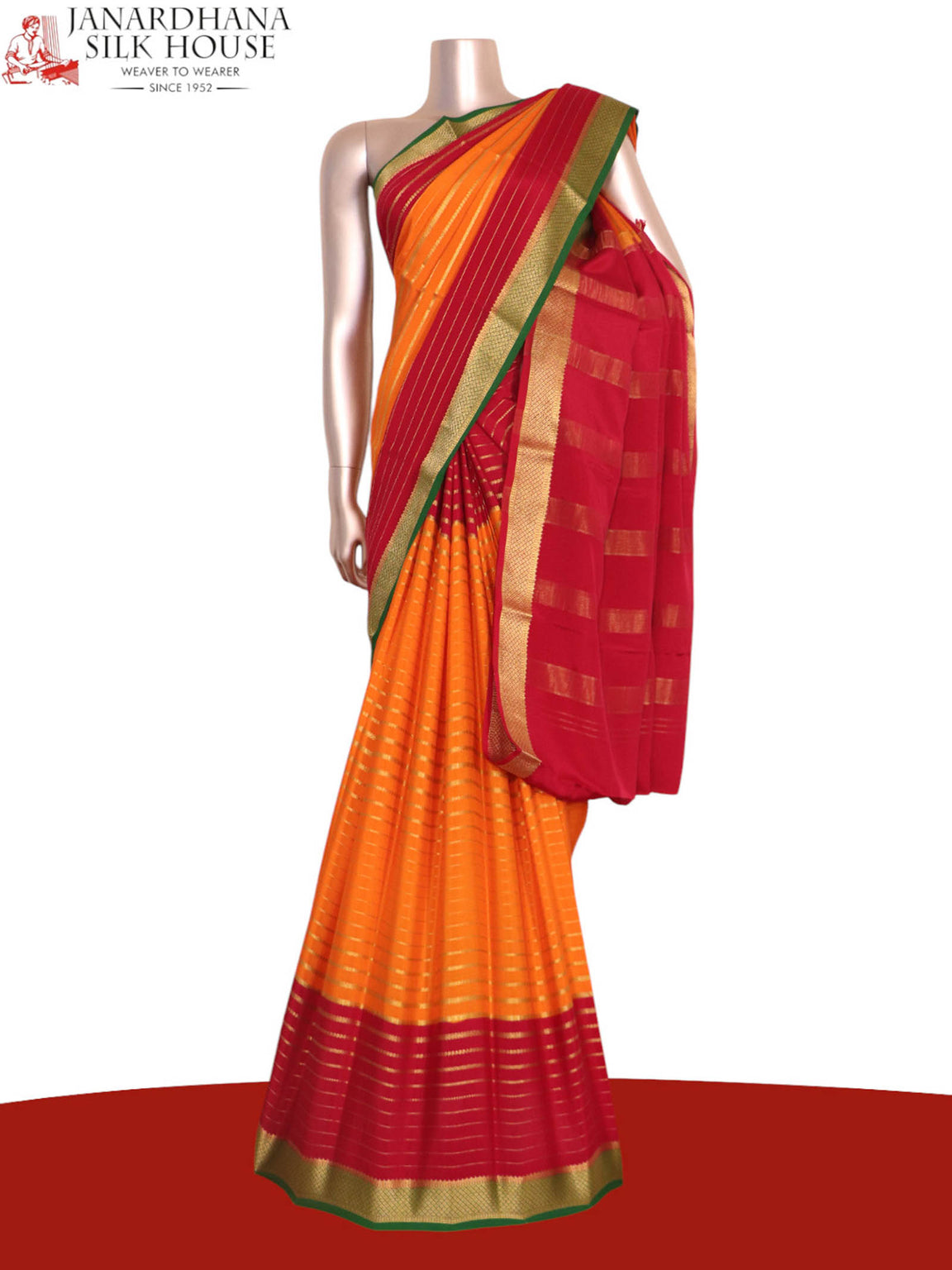 Pure Veldhari Zari Lines Mysore Crepe Silk Saree AK203353