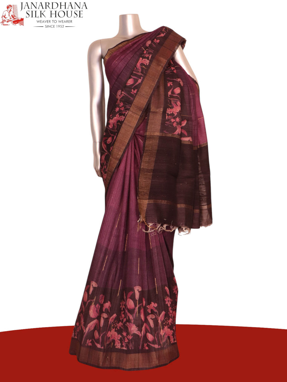 Pure Multi Shade Floral Tussar Silk Saree AK210624
