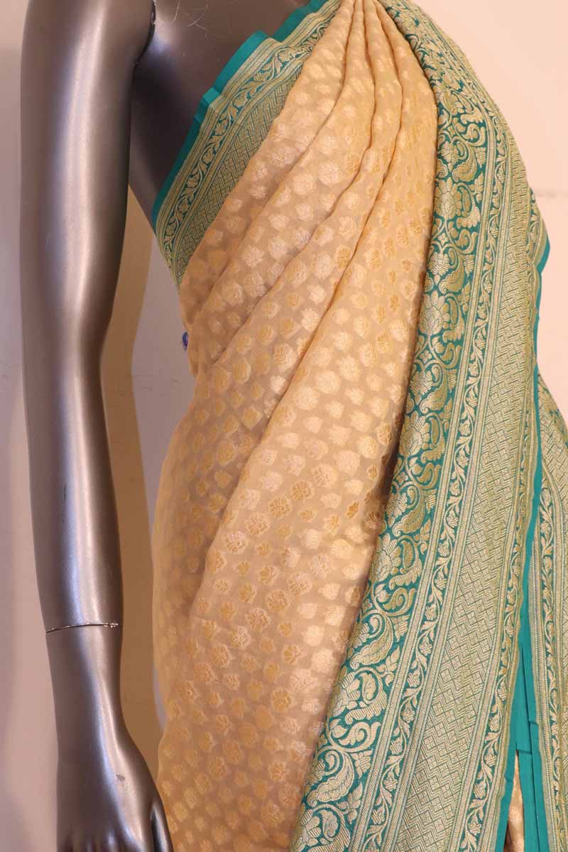 Exclusive Butta Contrast Banarasi Georgette Silk Saree  AG211033