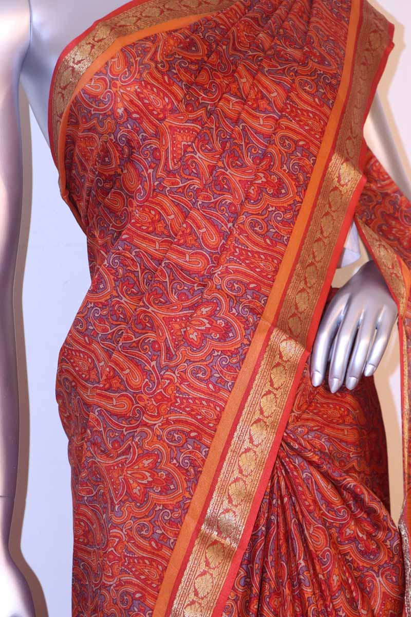 Paisley Exclusive Pure Crepe Silk Saree AI208548