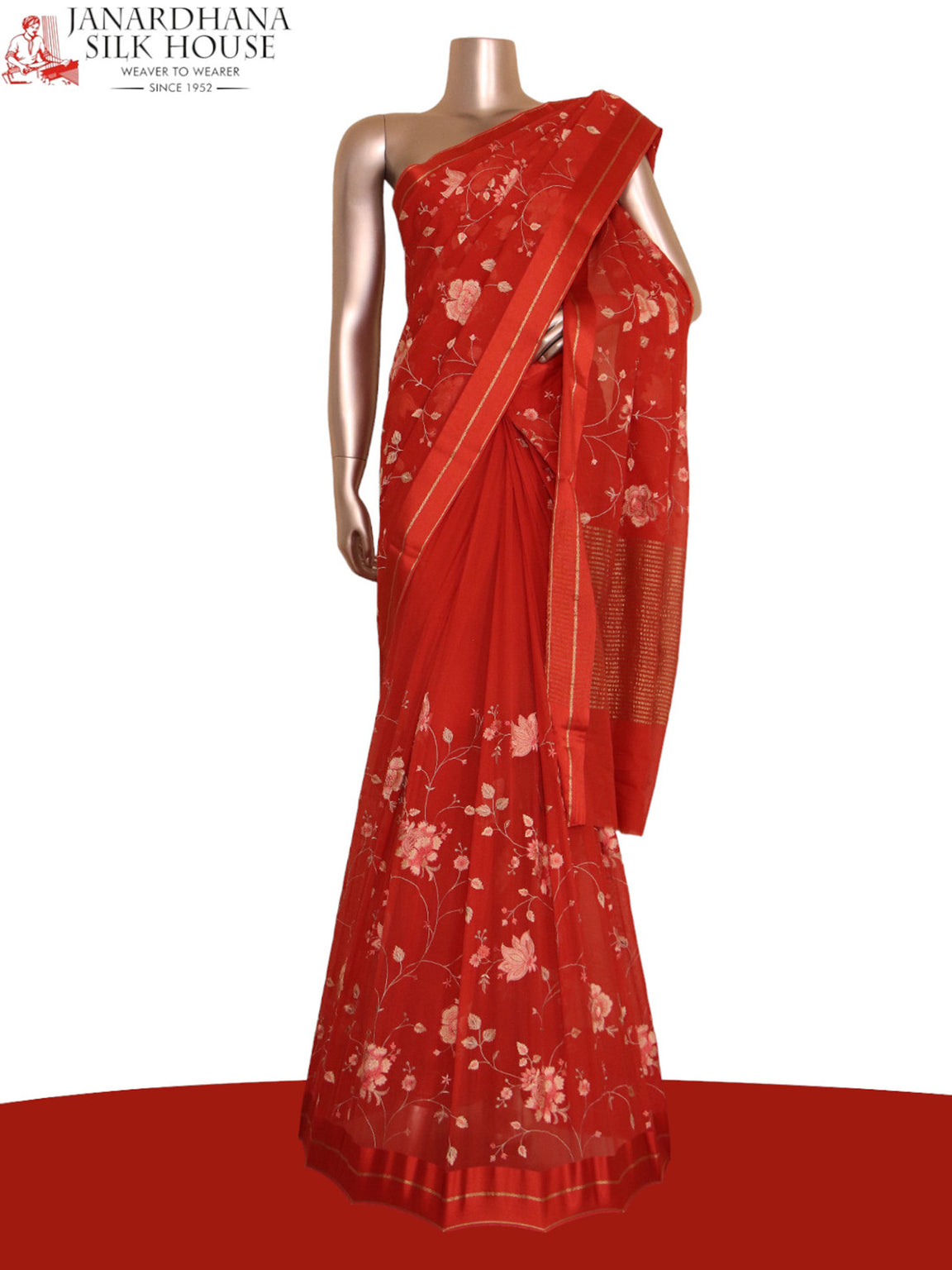 Designer Thread Embroidery Pure Silk Chiffon AJ211817