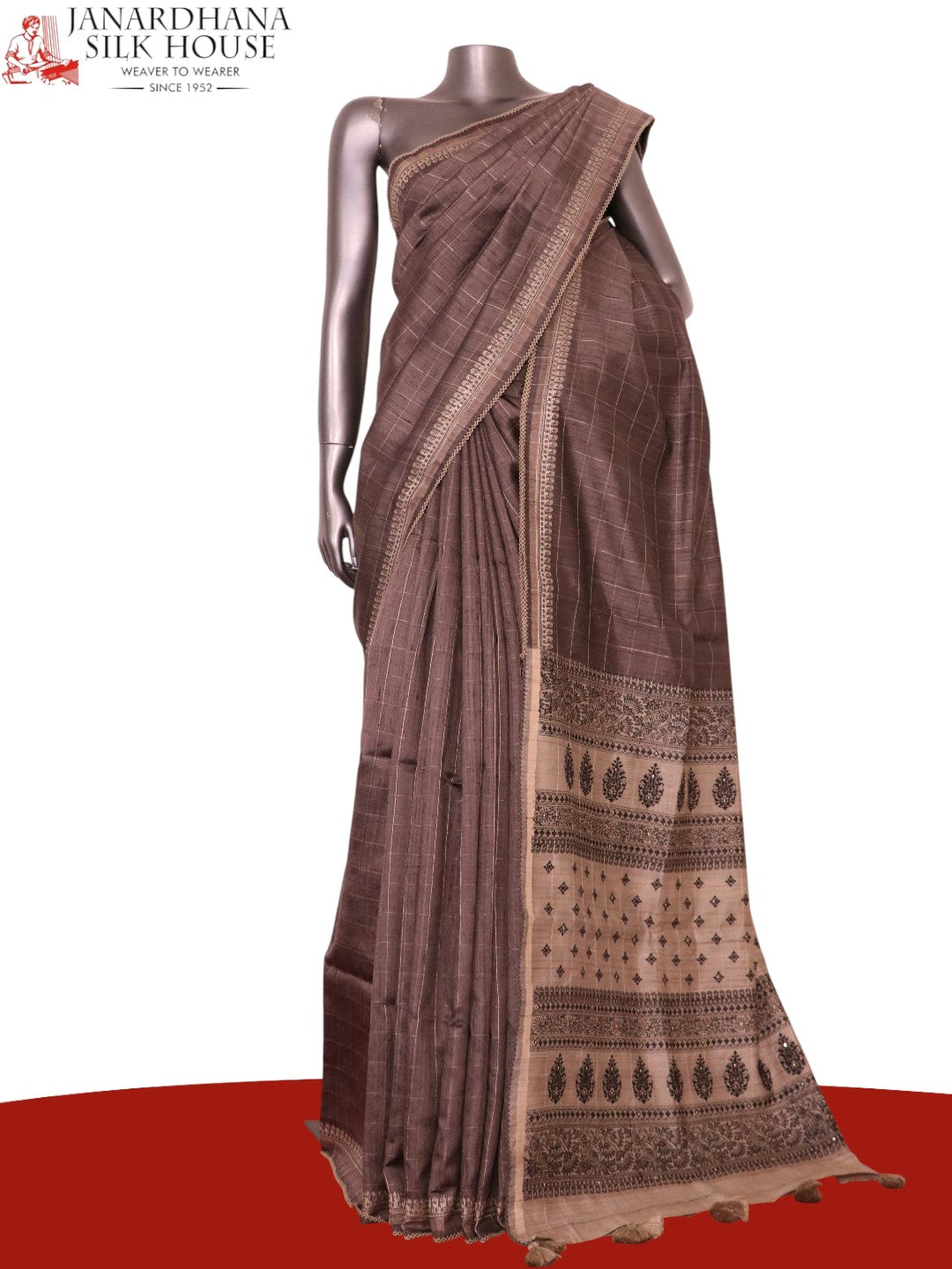 Handloom Pure Tussar Silk Saree AL209556