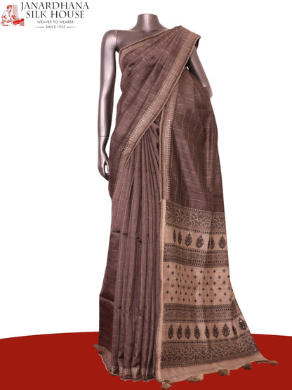 Handloom Pure Tussar Silk Saree AL209556