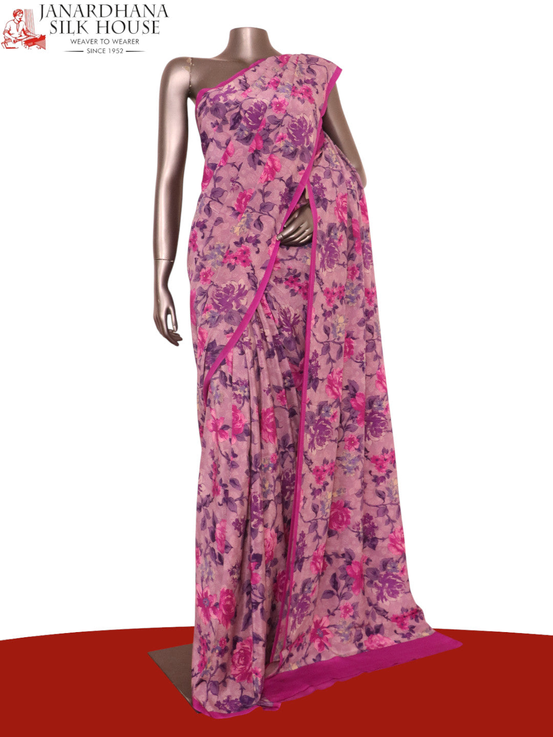 Floral  Pure Crepe Silk Saree AK206234