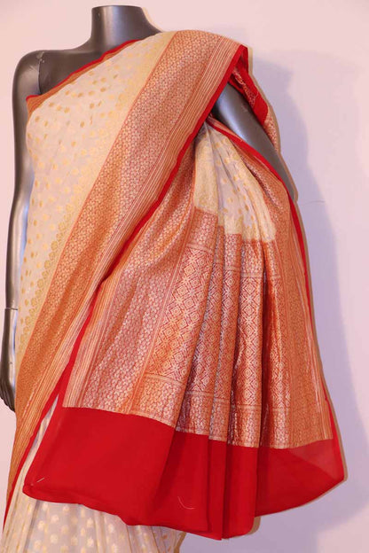 Exclusive Butta Contrast Banarasi Georgette Silk Saree AH202721