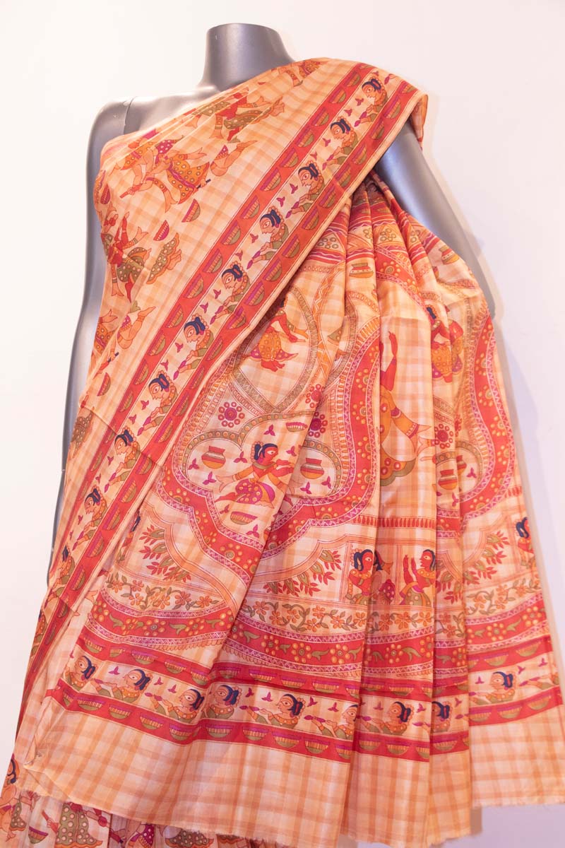 exquisite prints &amp; checks pure printed silk saree af211652