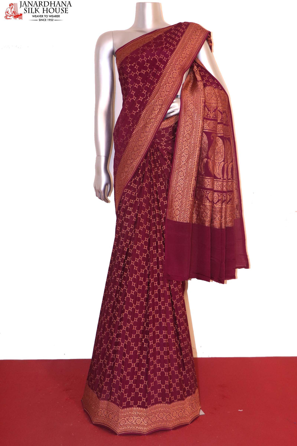 Handloom Exclusive Pure Banarasi Crepe Silk Saree AI210636