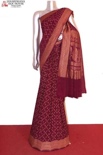 Handloom Exclusive Pure Banarasi Crepe Silk Saree AI210636