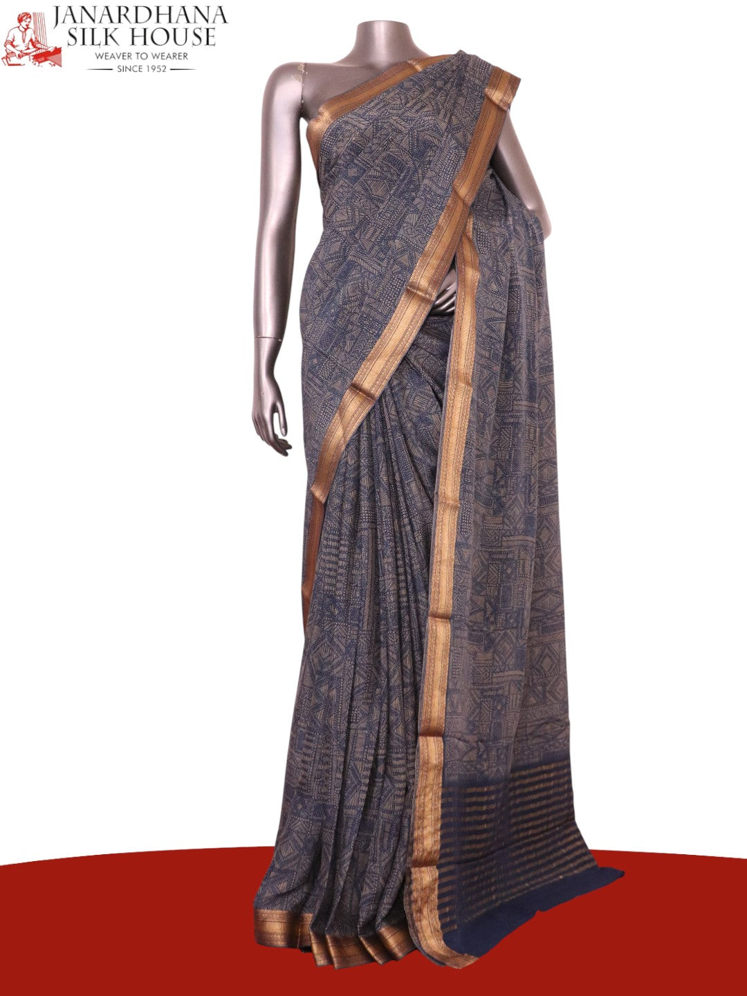 Pure Floral Zari Crepe Silk Saree AL206058