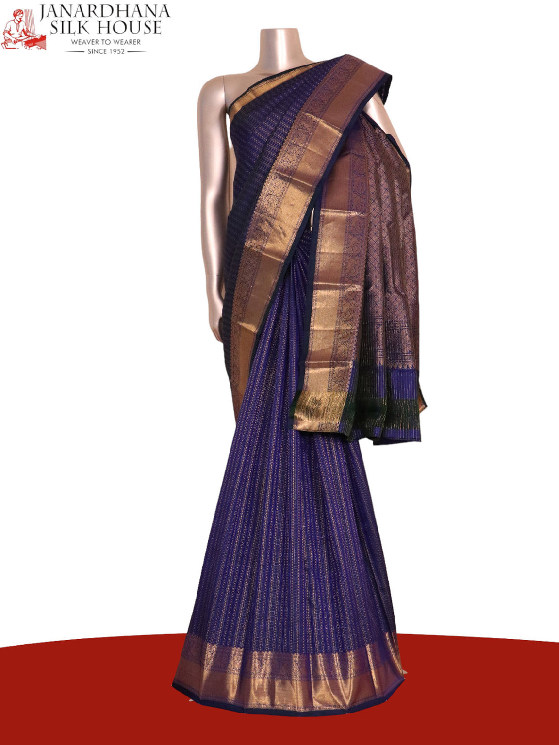 Pure Handloom Zari Checks Butta Kanjeevaram Silk Saree AJ212794