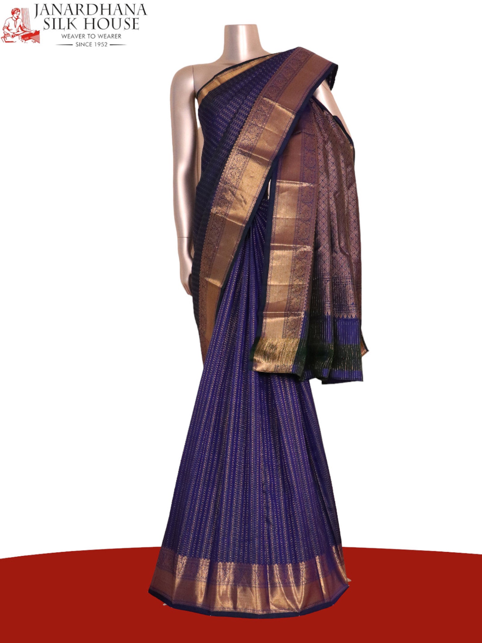 Pure Handloom Zari Checks Butta Kanjeevaram Silk Saree AJ212794