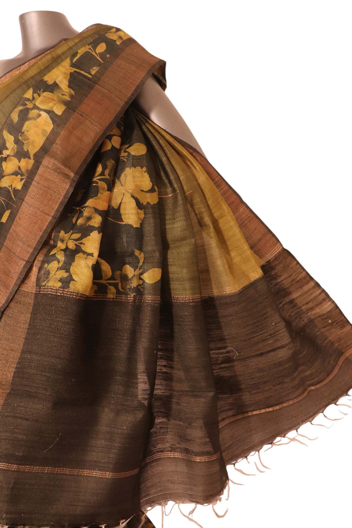 Pure Multi Shade Floral Tussar Silk Saree AK210630