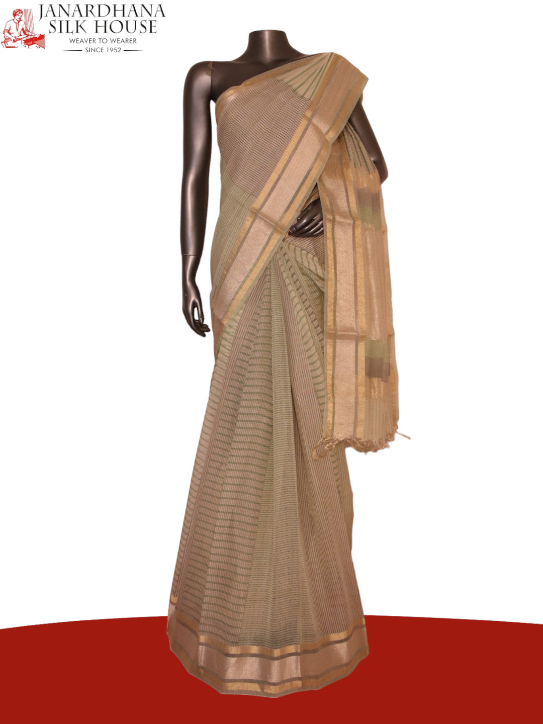 Pure Print Gold Silver Zari Soft Tussar Silk Saree AJ205571