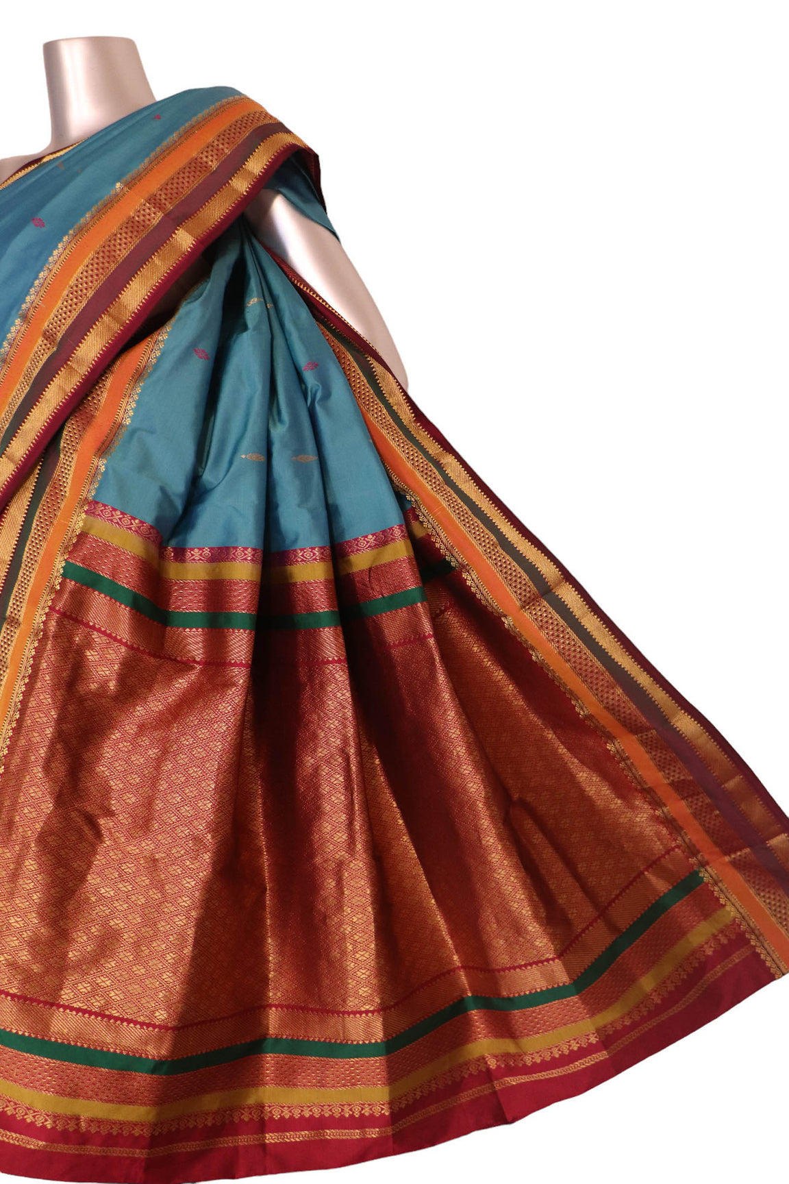 Traditional Contrast Wedding South Silk Saree AK201394