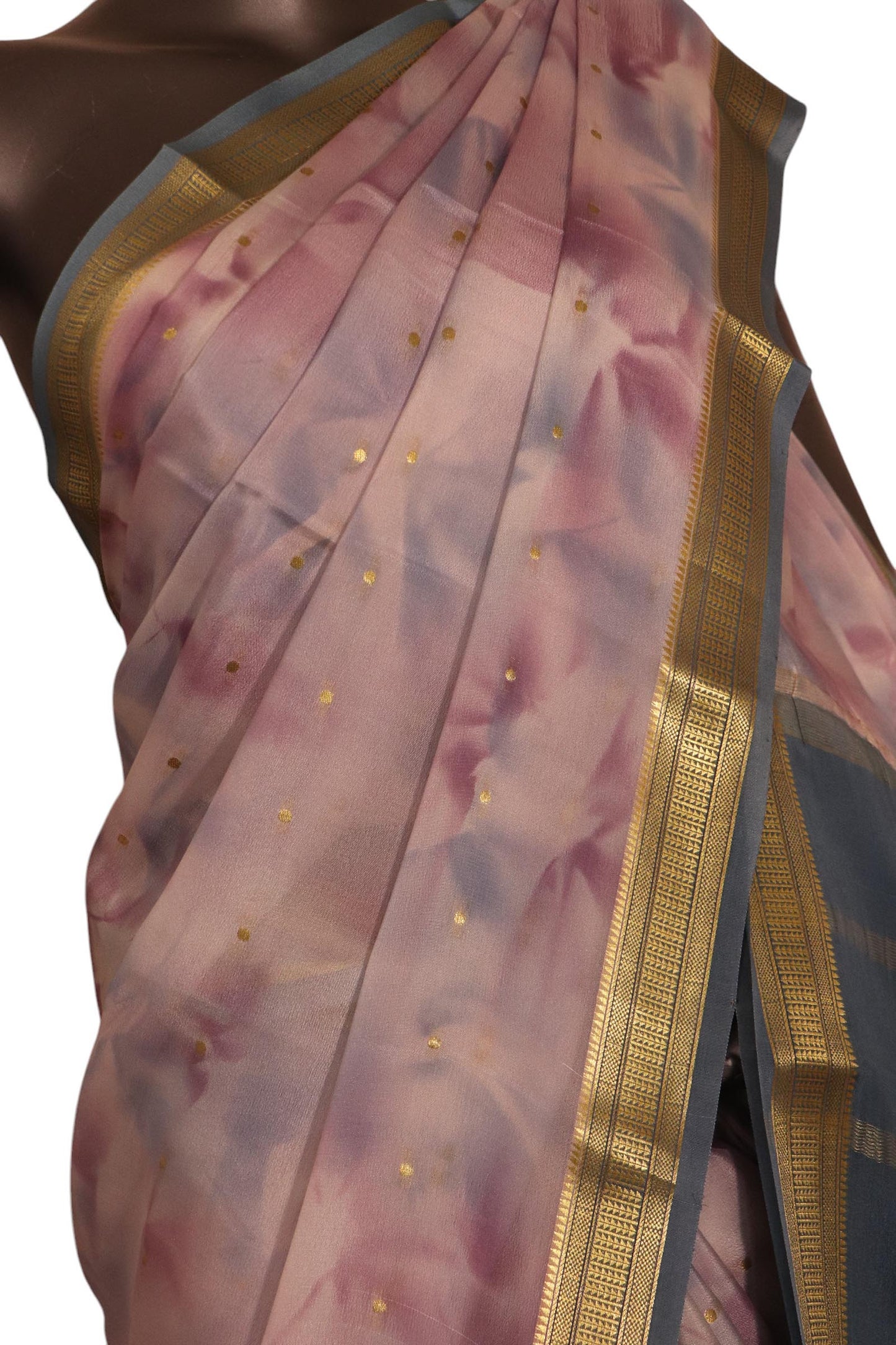 pure shaded butta mysore crepe silk saree ak208965