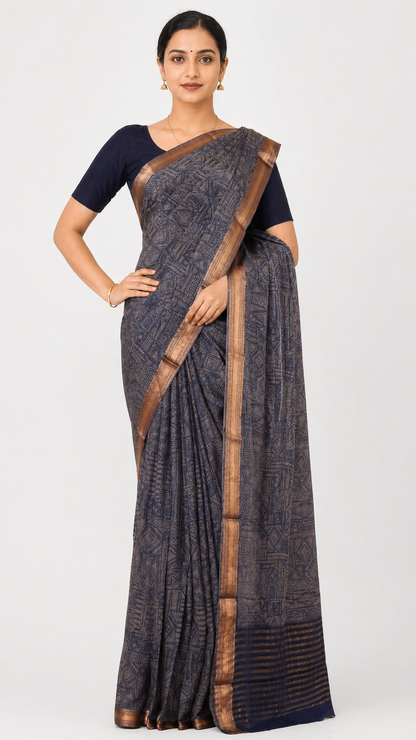 Pure Floral Zari Crepe Silk Saree AL206058