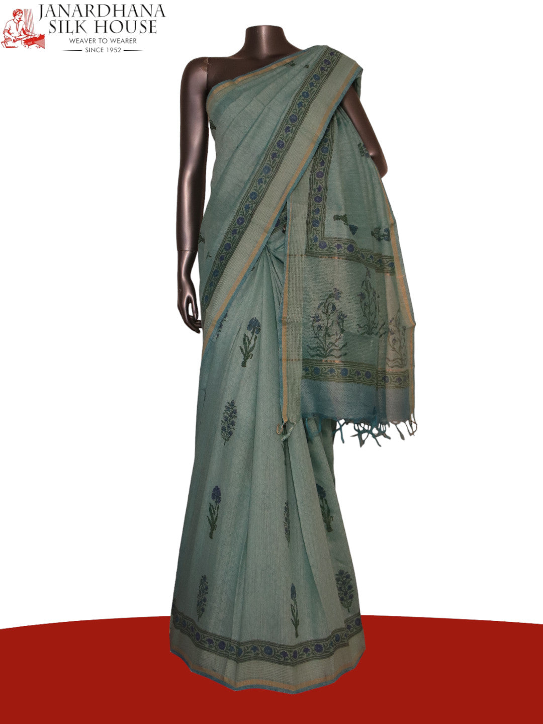 Pure Floral Tussar Silk Saree AJ205597