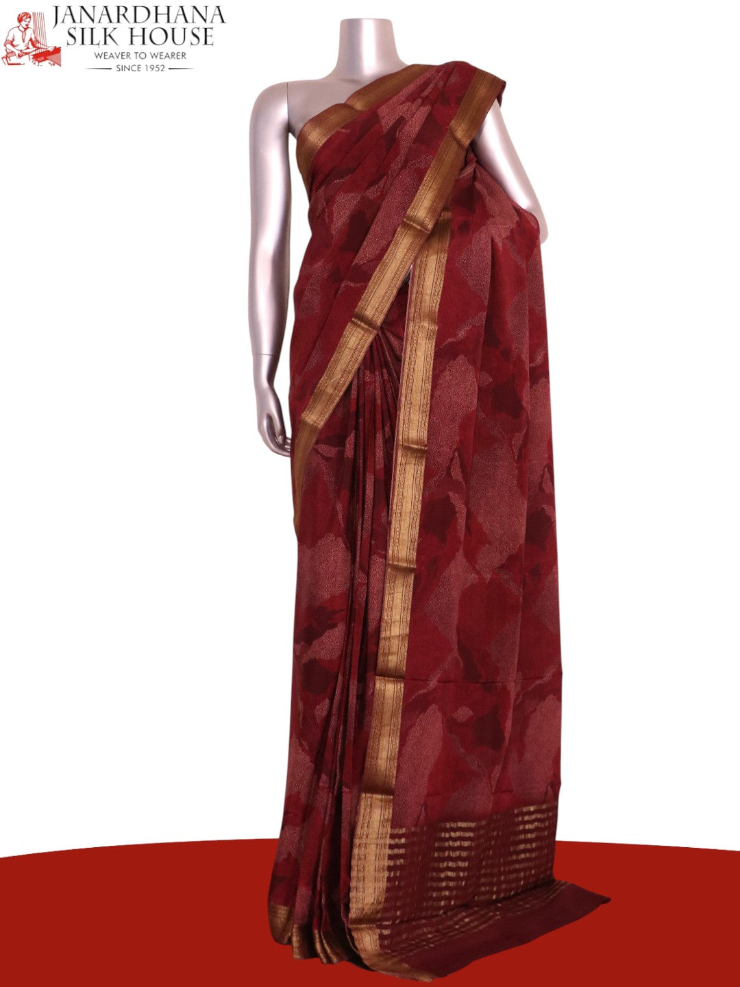 Pure Floral Zari Crepe Silk Saree AL206063