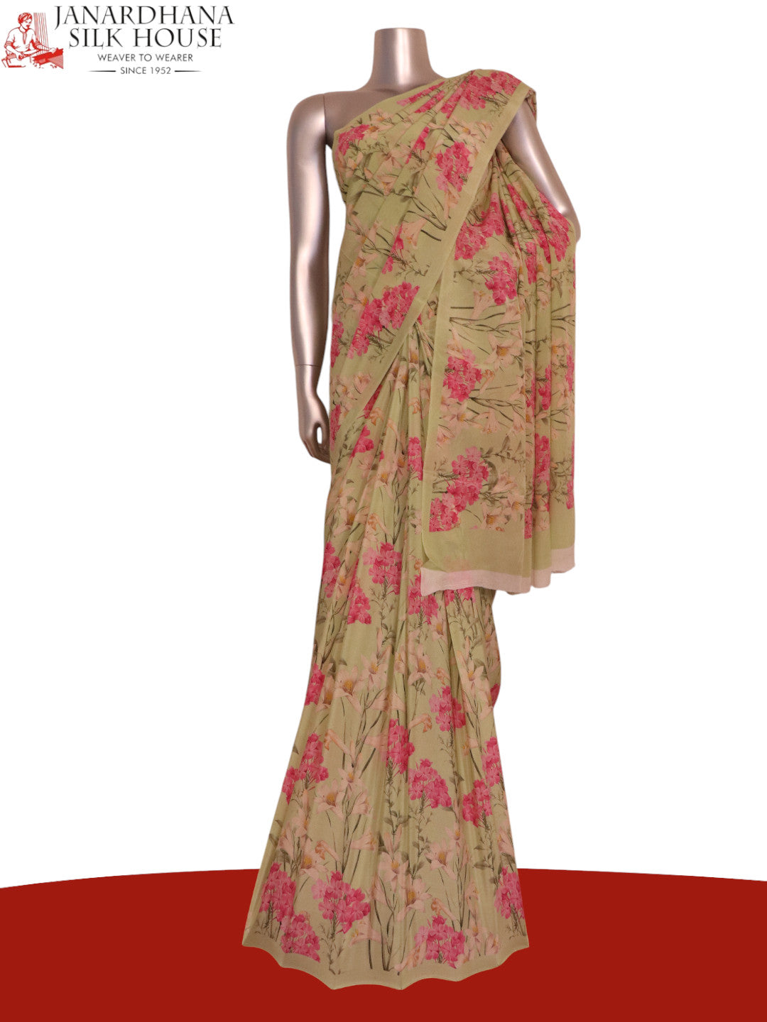 Floral  Pure Crepe Silk Saree AK210955