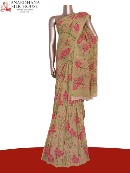 Floral  Pure Crepe Silk Saree AK210955