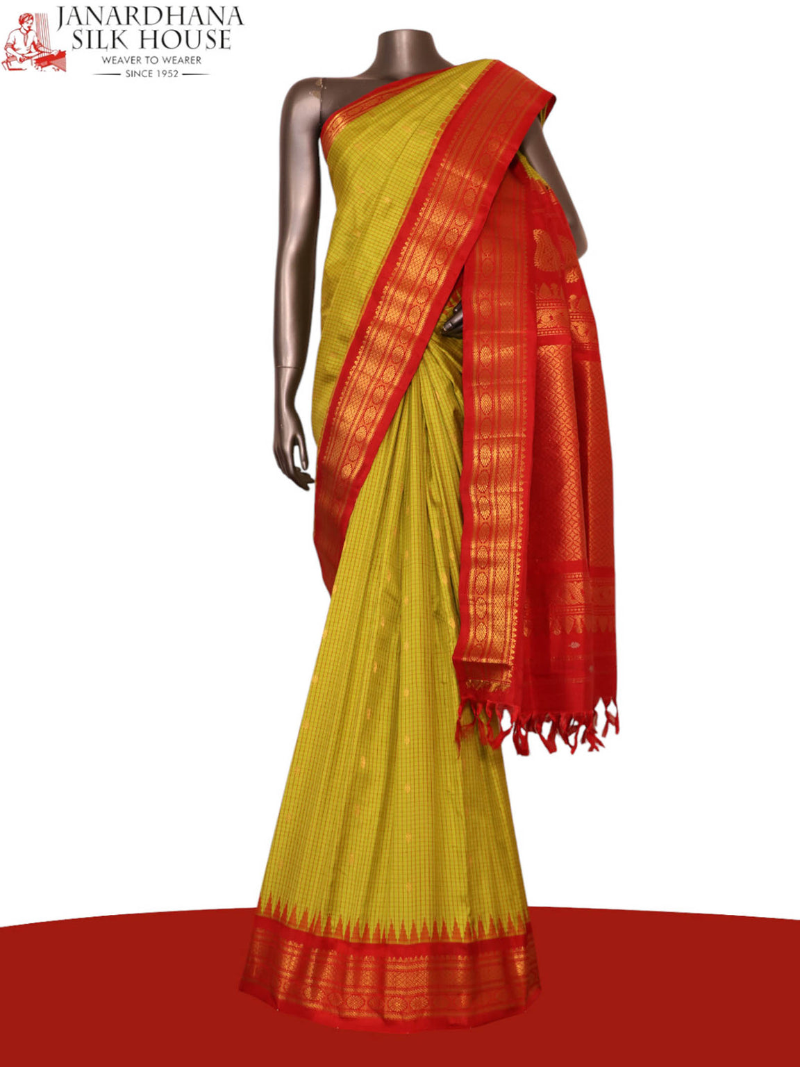 Traditional Temple Handloom Gadwal Silk Cotton Saree AK212003