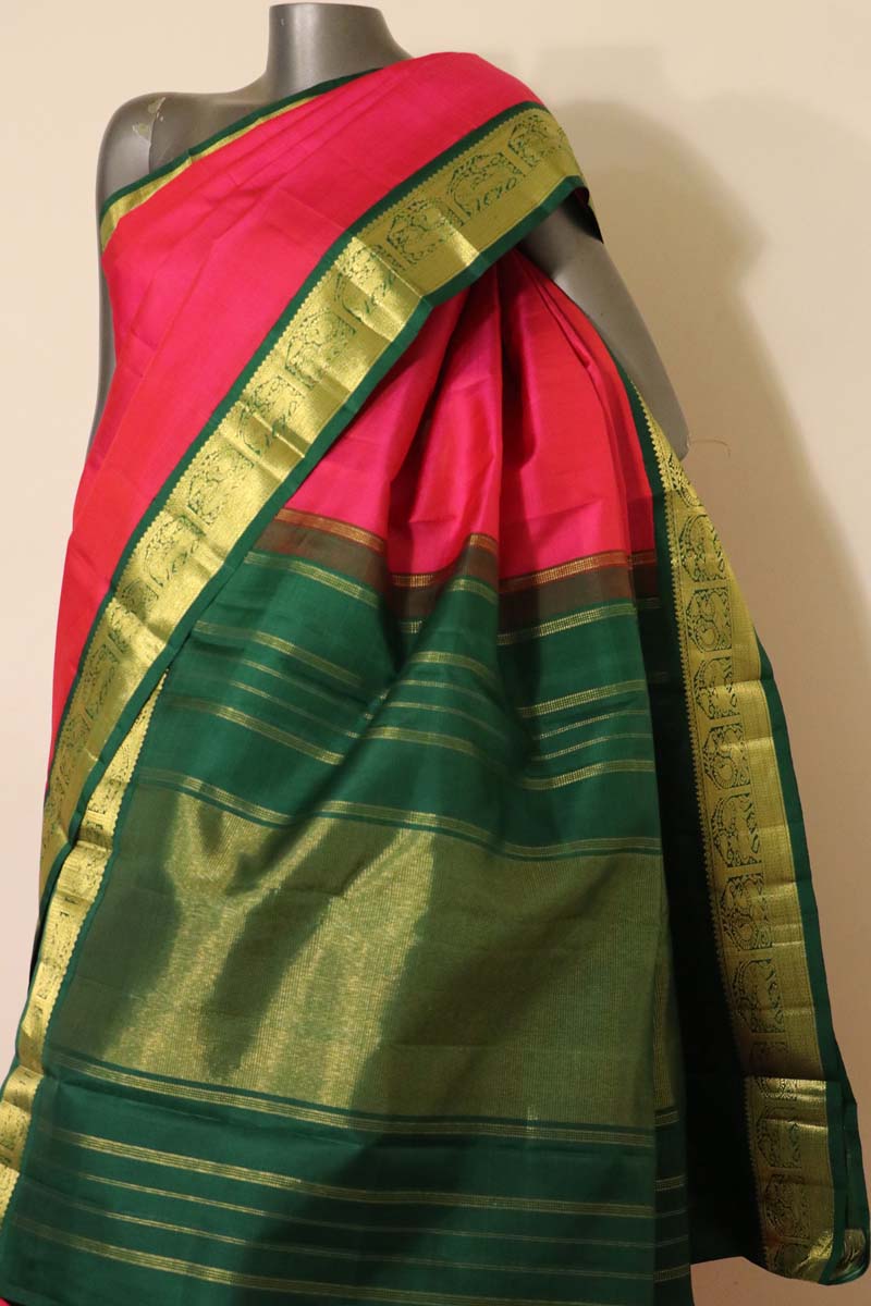 Traditional Contrast Wedding Kanjeevaram Silk Saree AJ200866