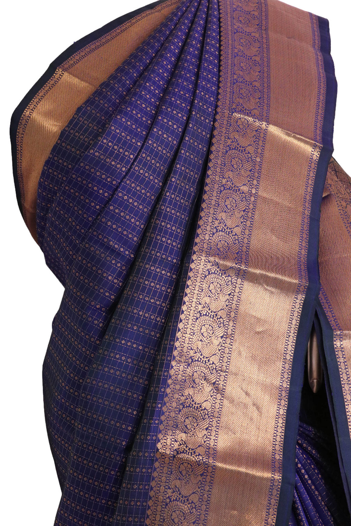 Pure Handloom Zari Checks Butta Kanjeevaram Silk Saree AJ212794