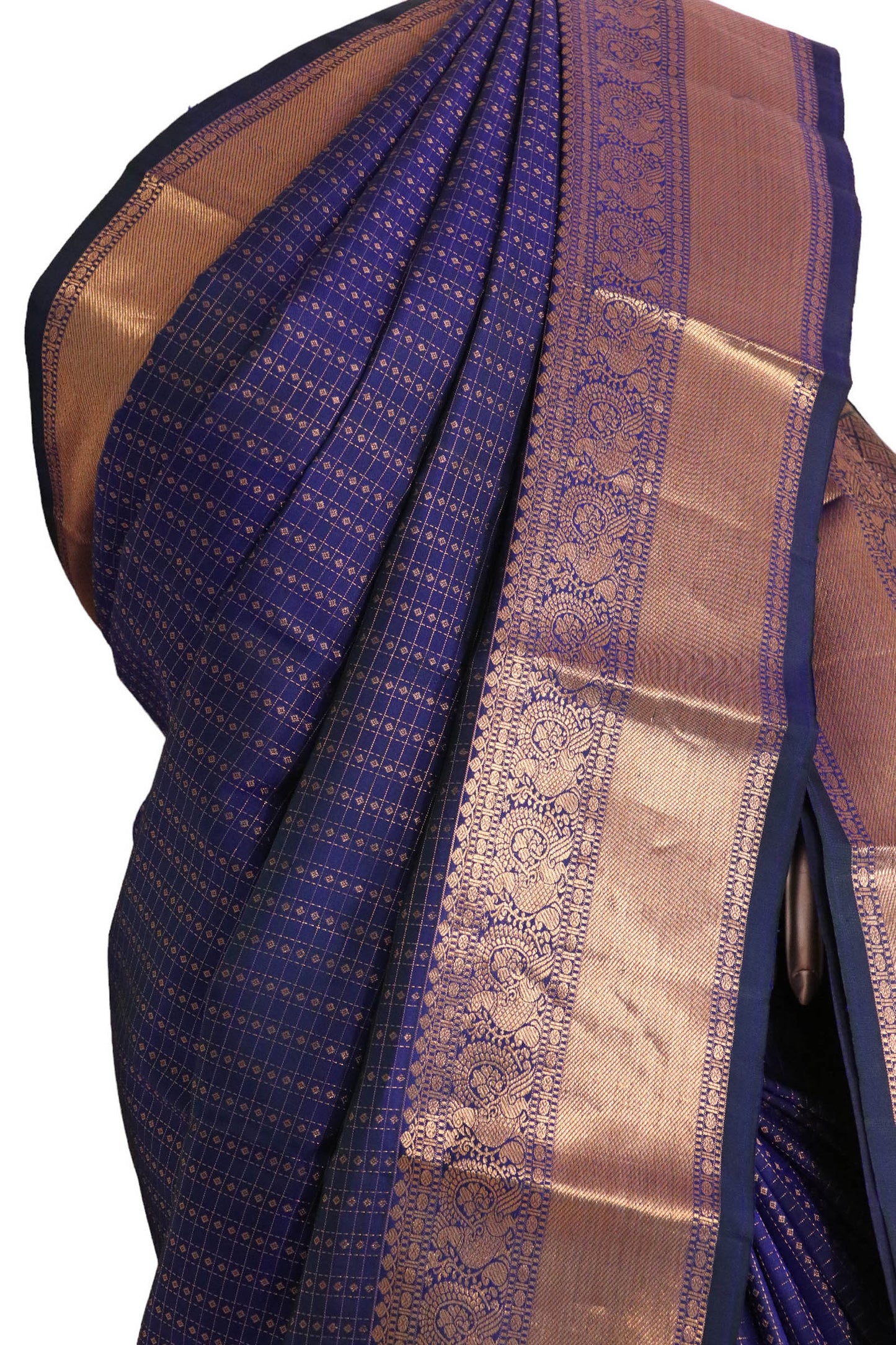 pure handloom zari checks butta kanjeevaram silk saree aj212794