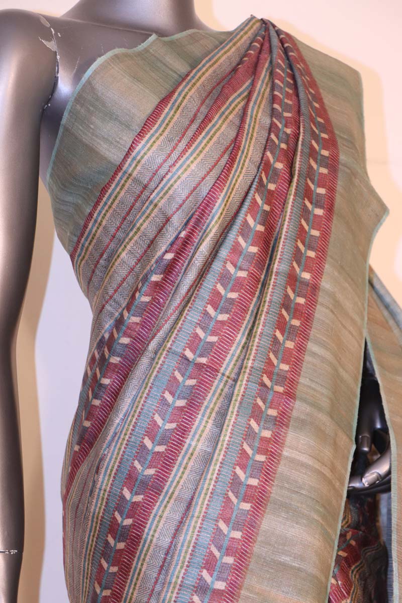 Handloom Printed Tussar Silk Saree AI209163