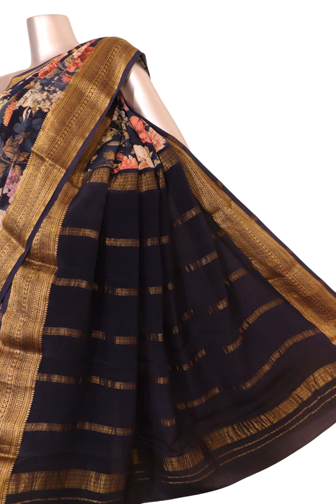 Pure Floral Zari Crepe Silk Saree AK208187