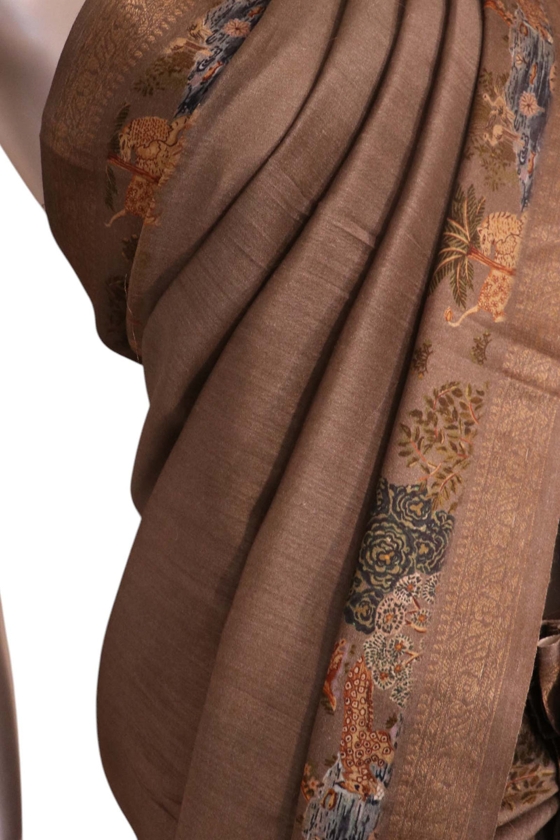 Pure Printed Zari Tussar Silk Saree AK208621