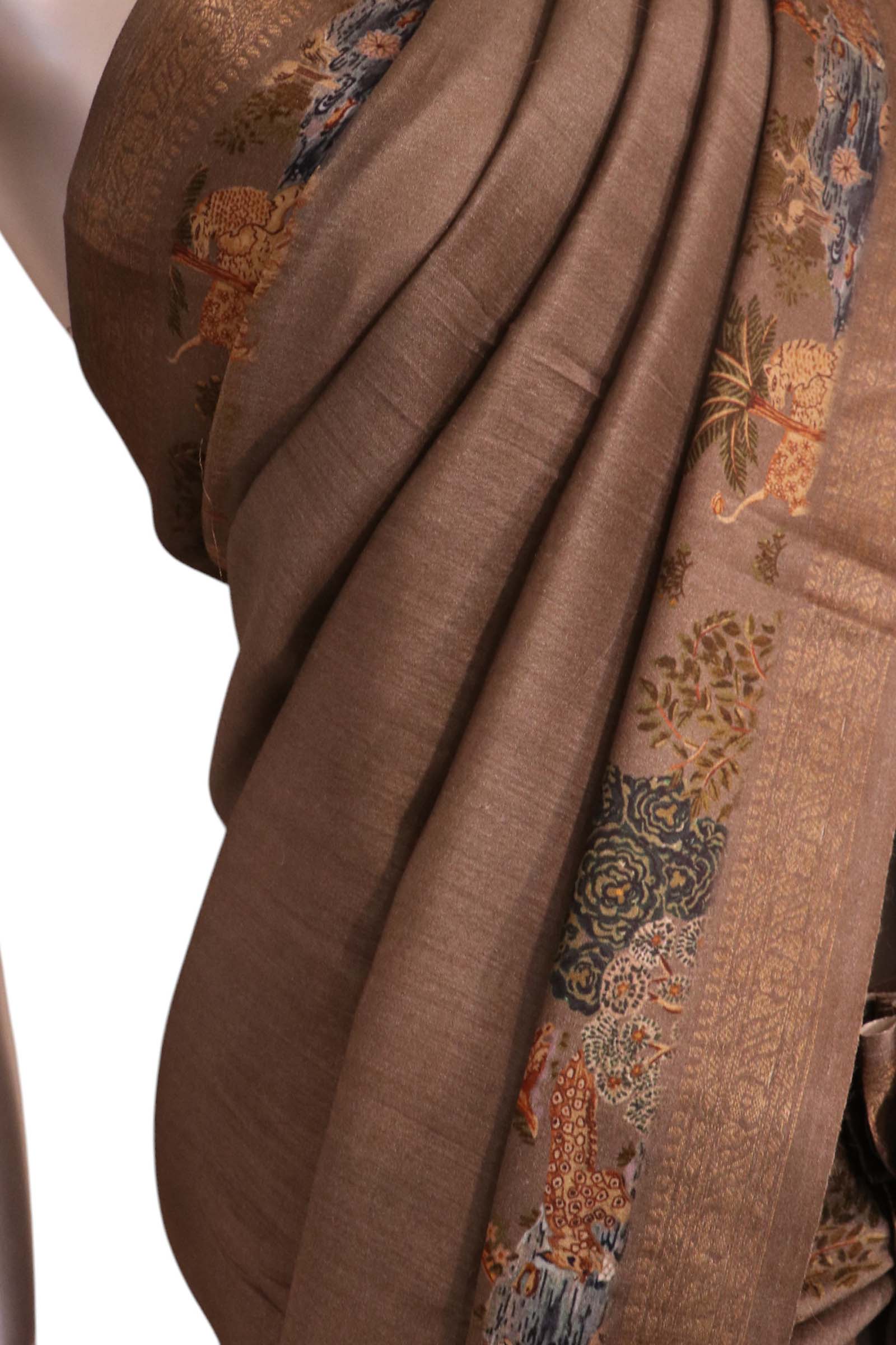 Pure Printed Zari Tussar Silk Saree AK208621